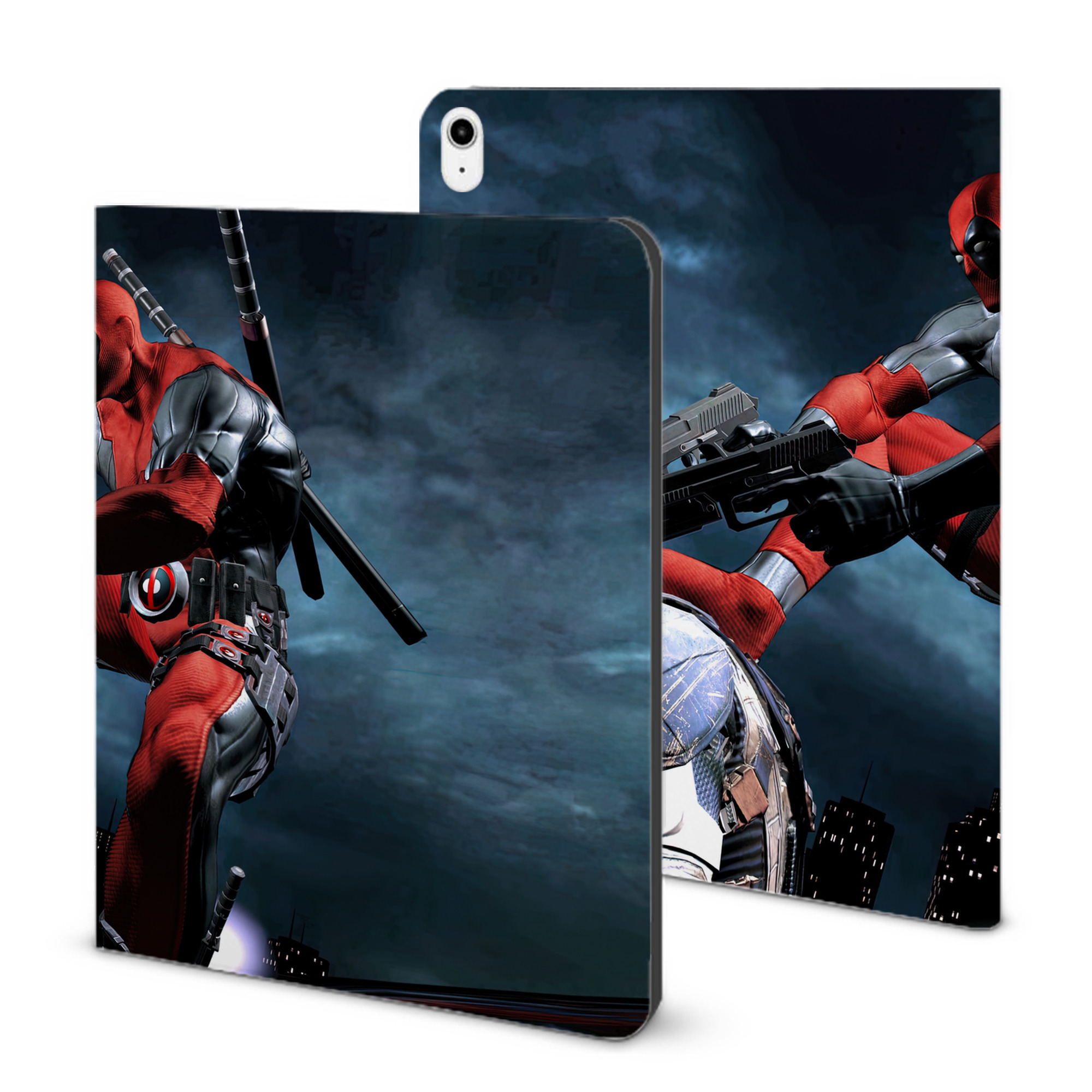 （画像用） Deadpool デッドプール IPadケース ペンホルダー付き ブックスタイルデザイン